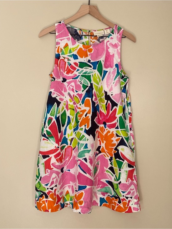 Cynthia Rowley Dresses & Skirts - Cynthia Rowley Tropical Bright Vibrant Floral A-Line Shift Linen Dress Small